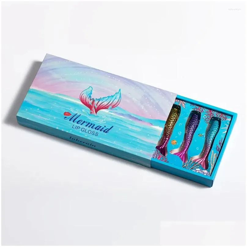 Lip Gloss 6Color Mermaid Set Long Lasting Waterproof Mate Matte Glaze Liquid Lipstick Lips Cosmetic Makeup Gift Drop Delivery Dhsmc