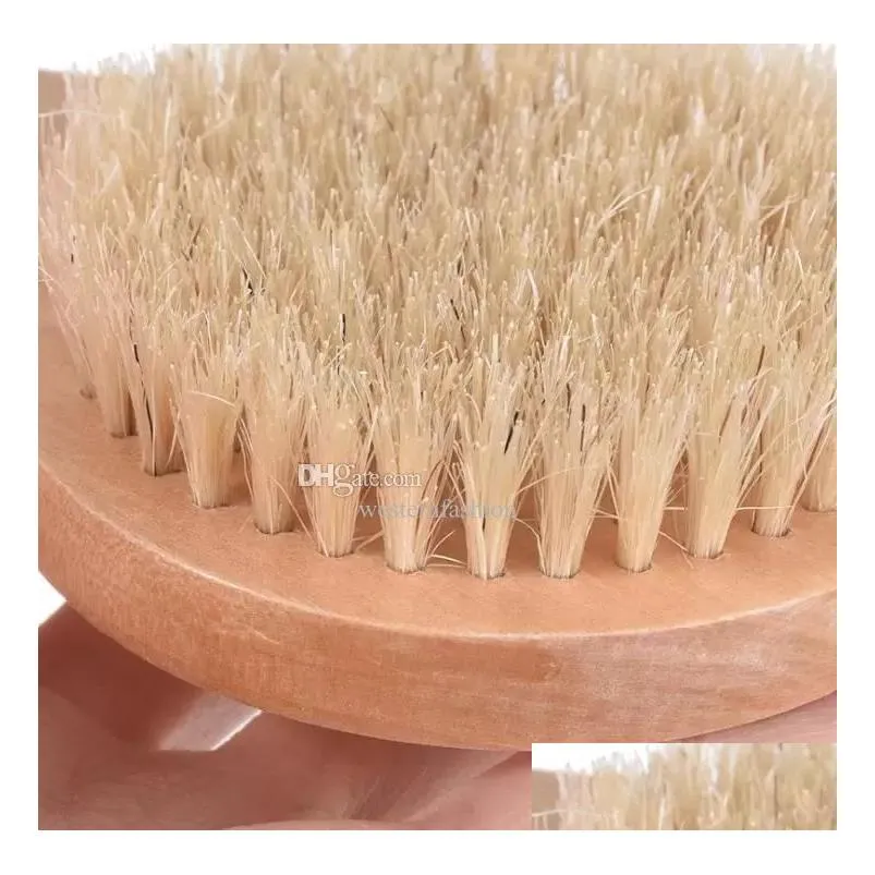 Bath Brushes, Sponges & Scrubbers 20Pcs Wooden Bath Brushes With Handle Dry Body Brush Short Natural Bristles Shower Masr Bathroom Roo Dhw4M