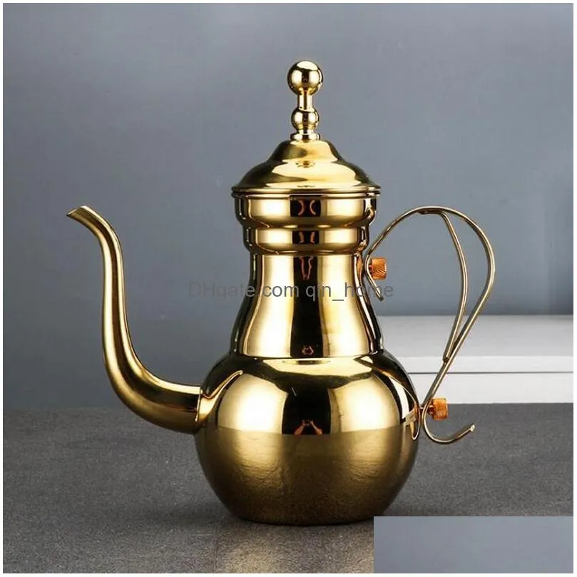 stainless steel narrow coffee pots home long-mouthed teapot tea kettle with filter mesh teapots