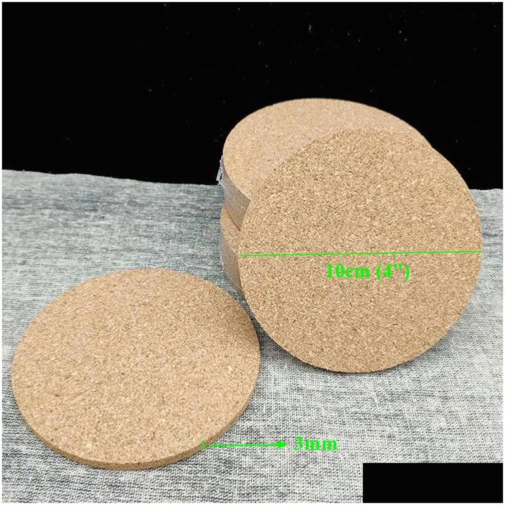 Mats & Pads 100Pcs Round Wooden Coasters 9595M Cork Coaster Drink Cup Pads Blank Wood Plain Mats On Drop Delivery Home Garden Kitchen, Dhrfq