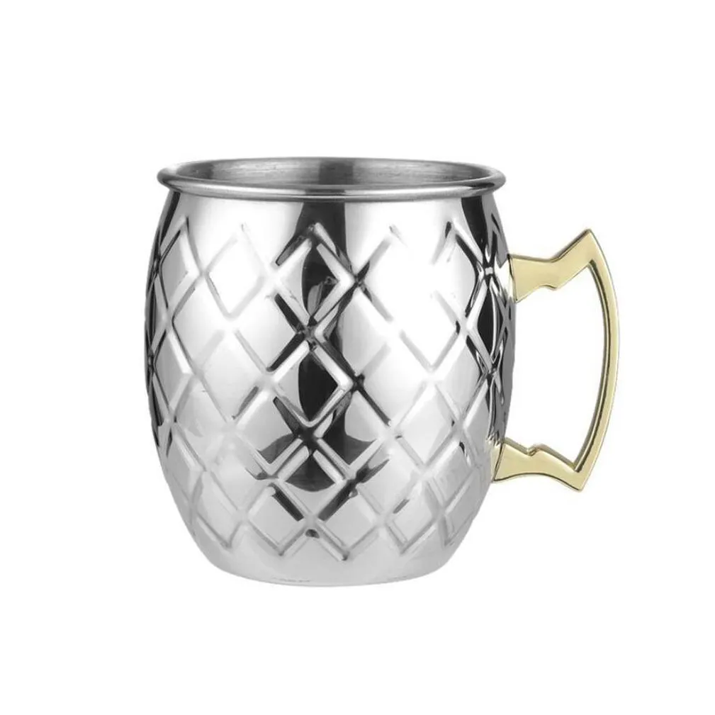 Mugs 530Ml Moscow Me Mug Stainless Steel Ktv Mugs Hammered Copper Plated Beer Cup Coffee Cups Bar Drinkware 18Oz For Cocktail With Ret Dhsqk