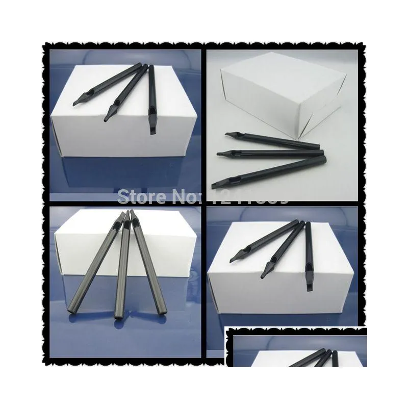 wholesale-50pcs round 1 black disposable long tattoo tips nozzle supply hldt-a-1r