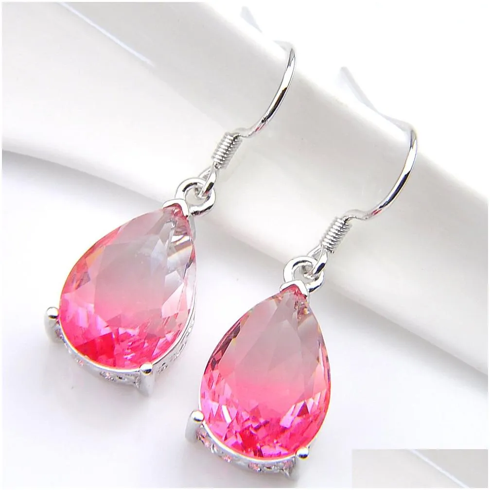 Dangle & Chandelier Mix Color 4 Pcs/Lot 925 Sterling Sier Small And Exquisite Rainbow Bi-Colored Tourmaline Gemstone Valentines Dangl Dhipy