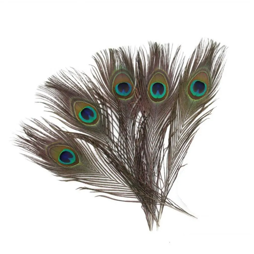 Feathers Wholesale 200Pcs Natural Peacock Feathers 25-30Cm 10-12 Elegant Decorative Materials Decoration Beautif Feather Novelty Items Dhmht