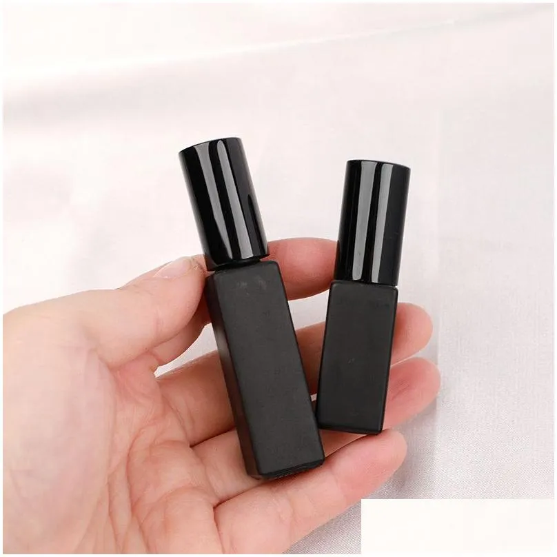 100pcs 3/5/10ml black square glass spray perfume bottle cosmetic packaging empty bottles