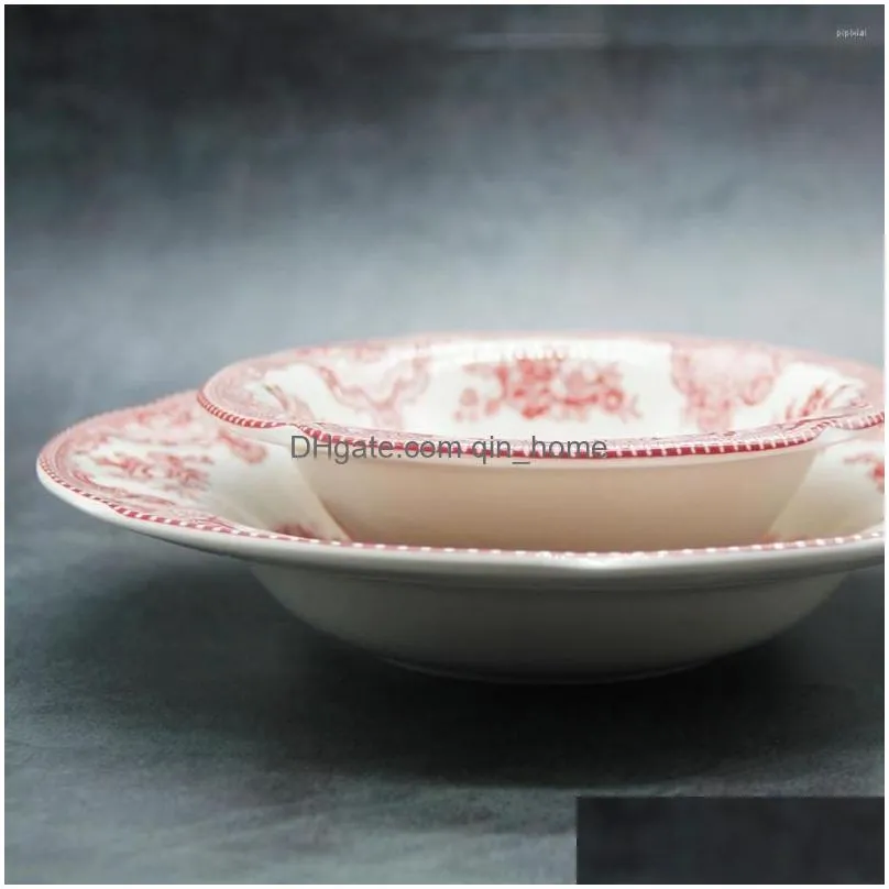 plates the old britain castles pink dinner set european style ware ceramic breakfast plate beef dishes dessert dish soup bowl