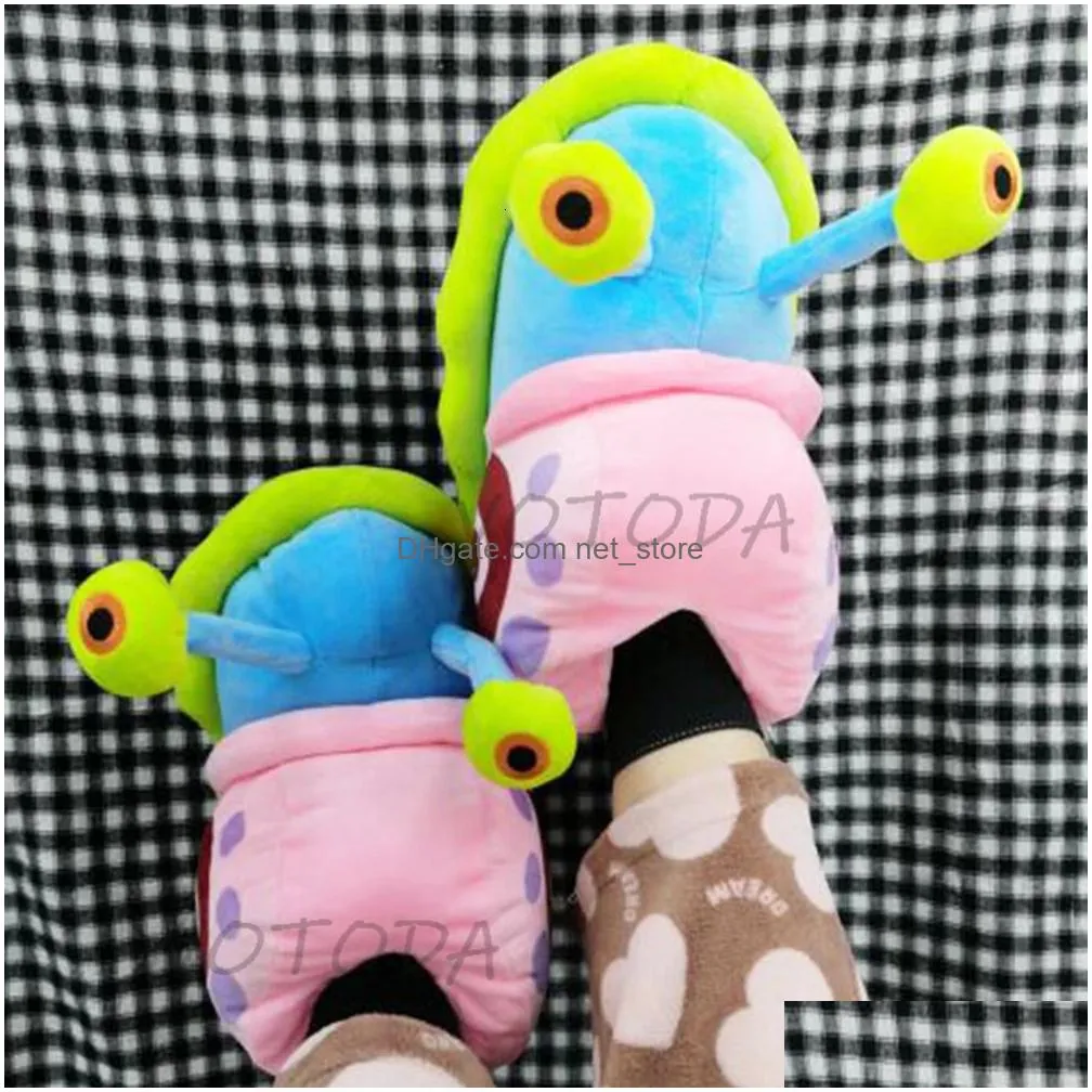 slippers winter home shoes women gary snails slippers furry cute cartoon indoor slipper warm plush house flip flops female funny slides