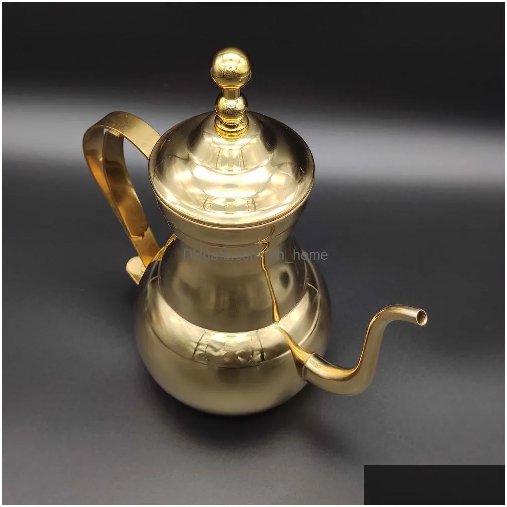 gold 700ml coffee pots sus304 stainless steel narrow teapot long-mouthed tea kettle with filter mesh