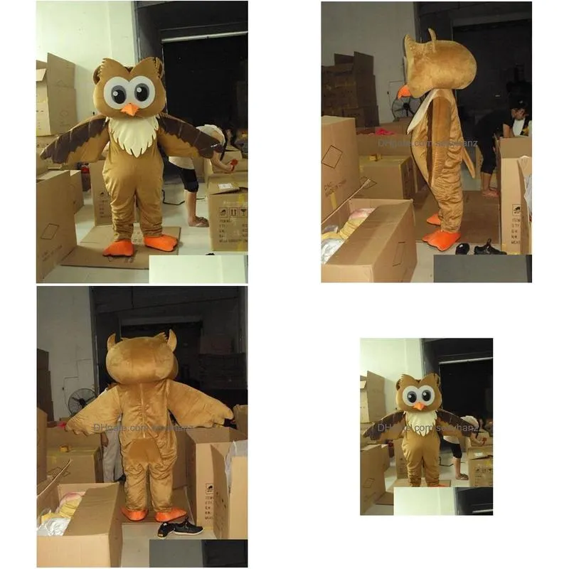 Mascot Classic Version Big Face Brown Owl Costume Adt Halloween Birthday Party Cartoon Apparel Costumes Size Drop Delivery Dh5Bn