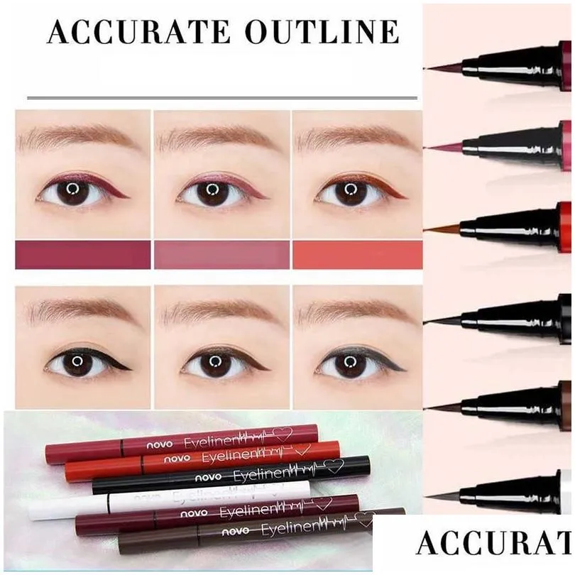 Eyeliner Blooming Glamorous Bury Liquid Eyeliner Pen Waterproof Long Lasting Wine Red Brown Eye Liner N Accurate Eyes Makeup Drop Deli Dhjad