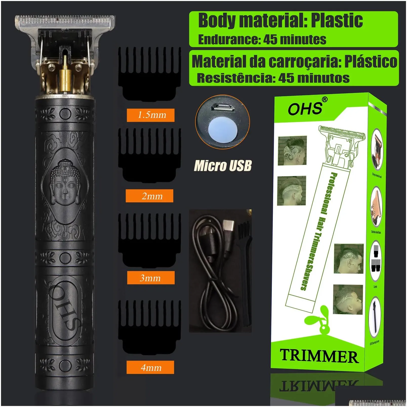 Hair Trimmer Vintage T9 0Mm Professional Clippers Electric Waterproof Rechargeable Trimmers For Men Clipper Cutting Hine Drop Deliver Dhiqj