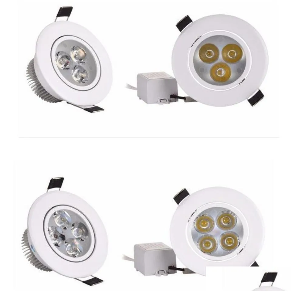 Downlights 9W 12W Led Downlight Dimmable Warm Pure Cool White Recessed Lamp Spot Light Ac85-265V274A Drop Delivery Lights Lighting Ind Dh5Cg