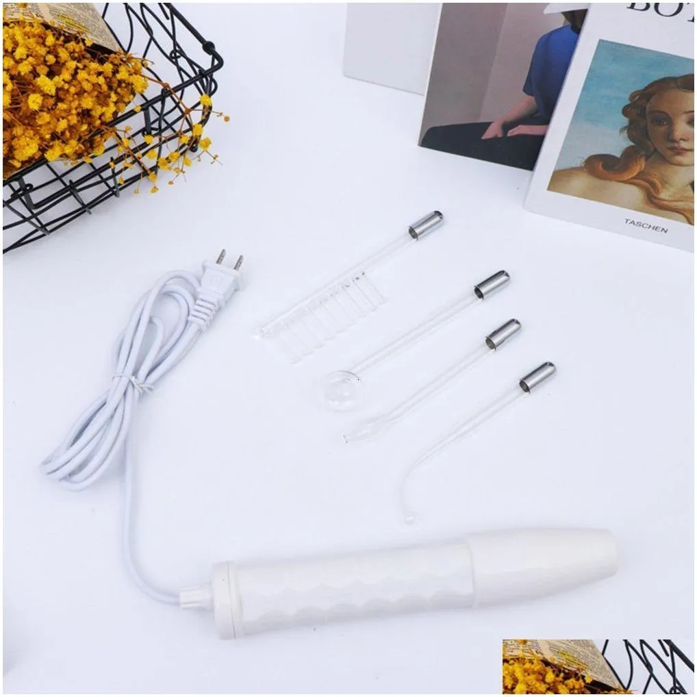 Face Care Devices Electrotherapy Wand Glass Tube Comb High Frequency Bactericidal Acne Spot Hair Body Spa Beauty White 230729 Drop De Dhhur