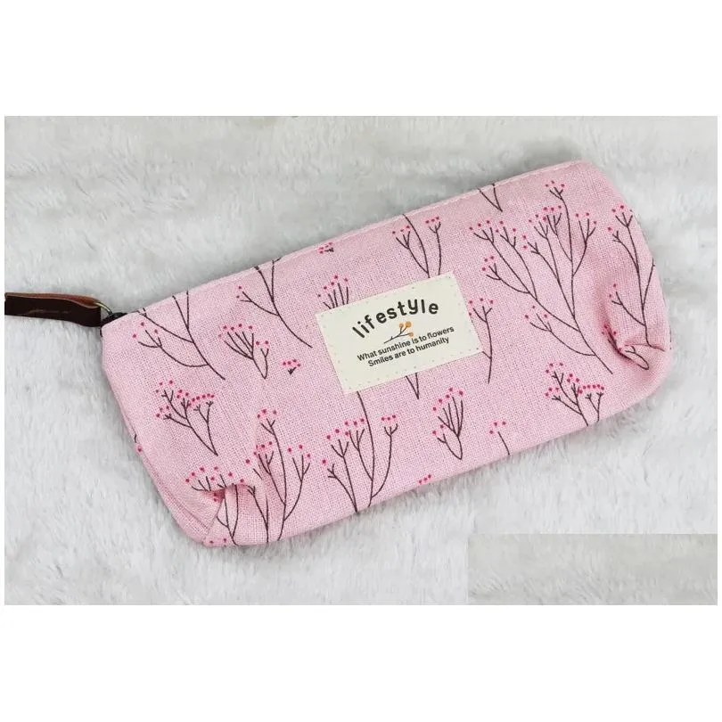 wholesale-2016 flower floral pencil pen canvas case cosmetic makeup tool bag storage pouch purse bolsas de maquiagem