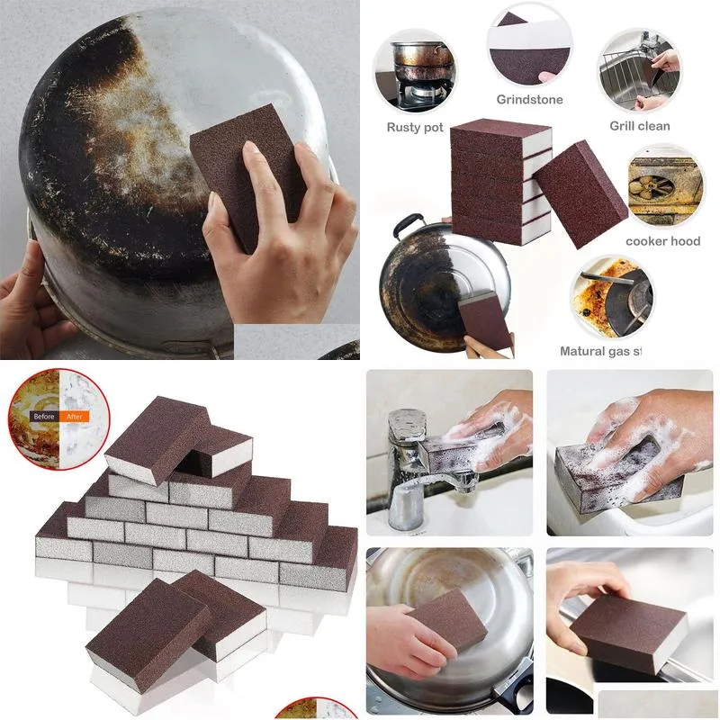 magic sponge removing rust cleaning sponge brush dish pot emery descaling rub pots carborundum kitchen tools gadgets 1224110