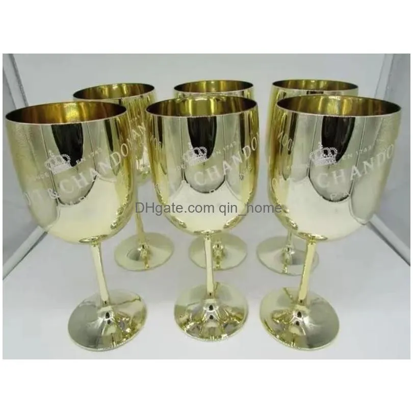 16 oz 4-color red wine plastic cup electroplating goblet outdoor camping family gathering juice champagne glass