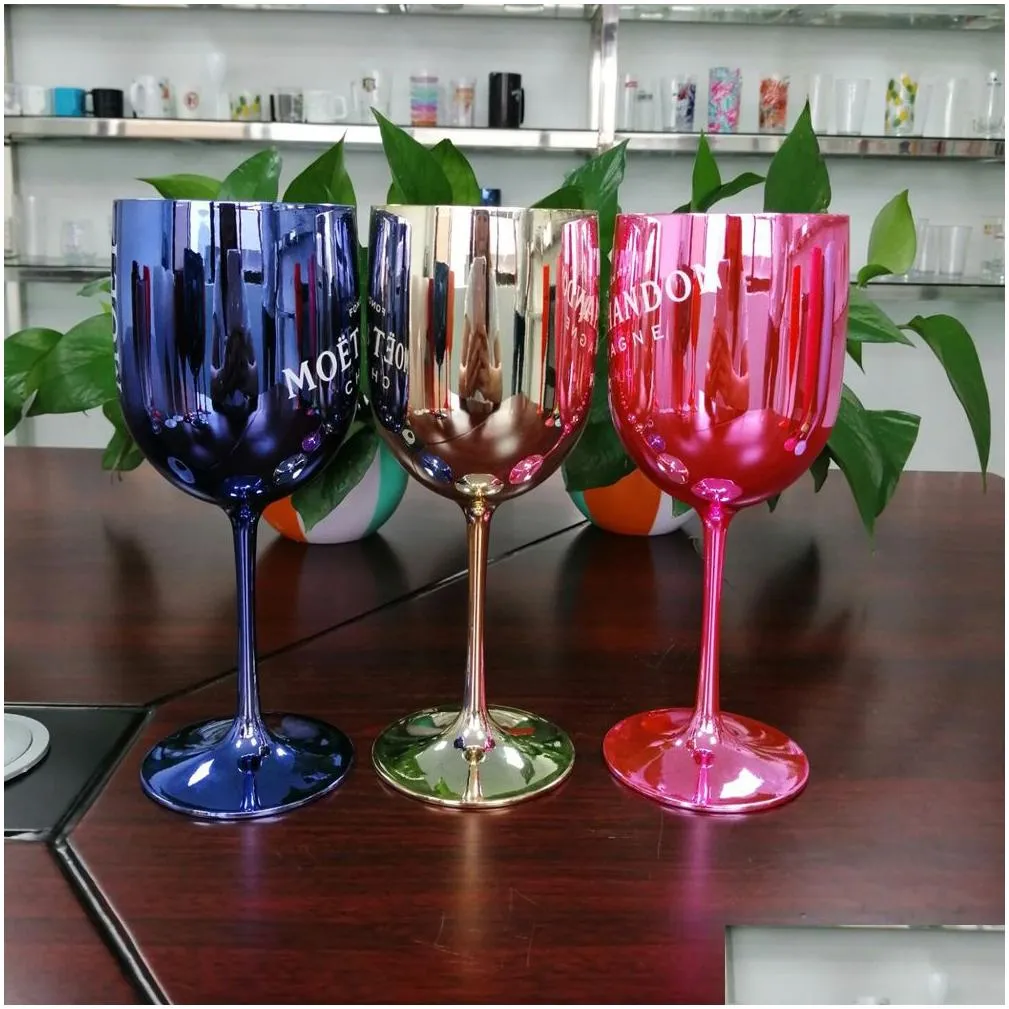 Wine Glasses Gold Plastic Acrylic Goblet Moet Chandon Champagne Glasses 480Ml Acrylics Cups Celebration Party Wedding Drinkware Drinks Dhfyc