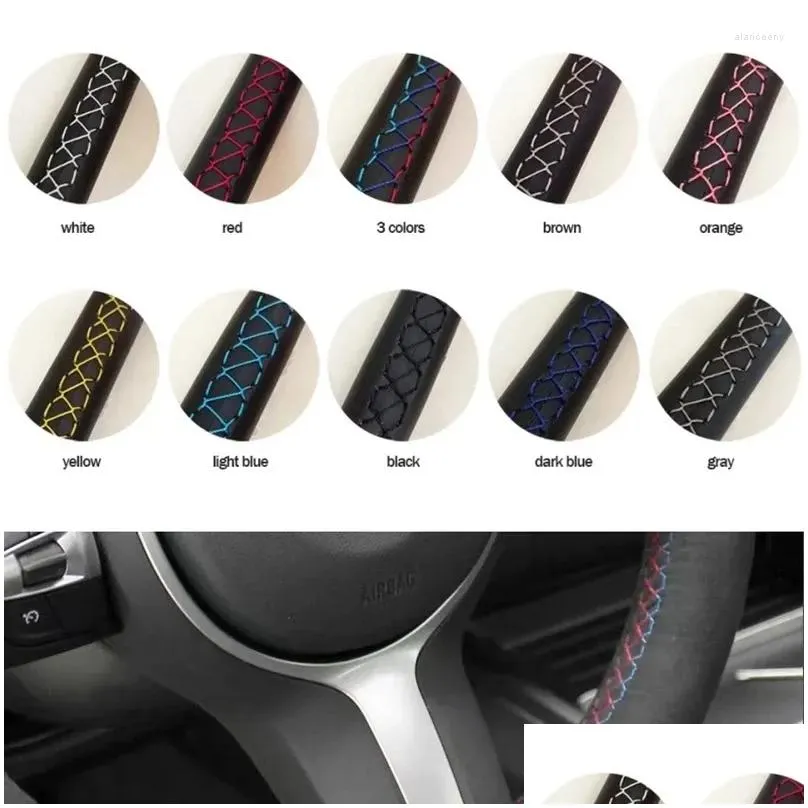 Steering Wheel Covers Steering Wheel Ers Customized Car Braid Er Artificial Leather For Tesla Model 3 2024 Volant Accessories Drop Del Dh7Fy