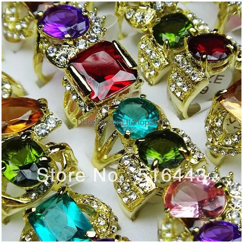 band rings 48pcs colorful czech s stretchy silver plated women or toe wholesale jewelry lots a230 230814