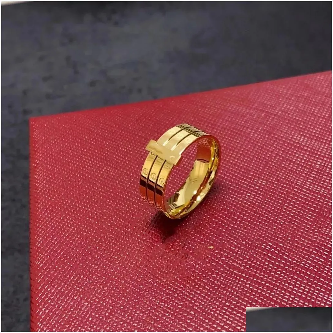 2024 new luxury band rings copper with 18k gold plated brand designer three layers wide engraved wide ring for women jewelry with box party