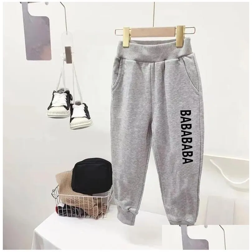 Trousers New Fashion Kids Trousers Designer Pants For Boys Gilrs Sports Jogger With Letters High Quality Child Clothing Drop Delivery Otpwy