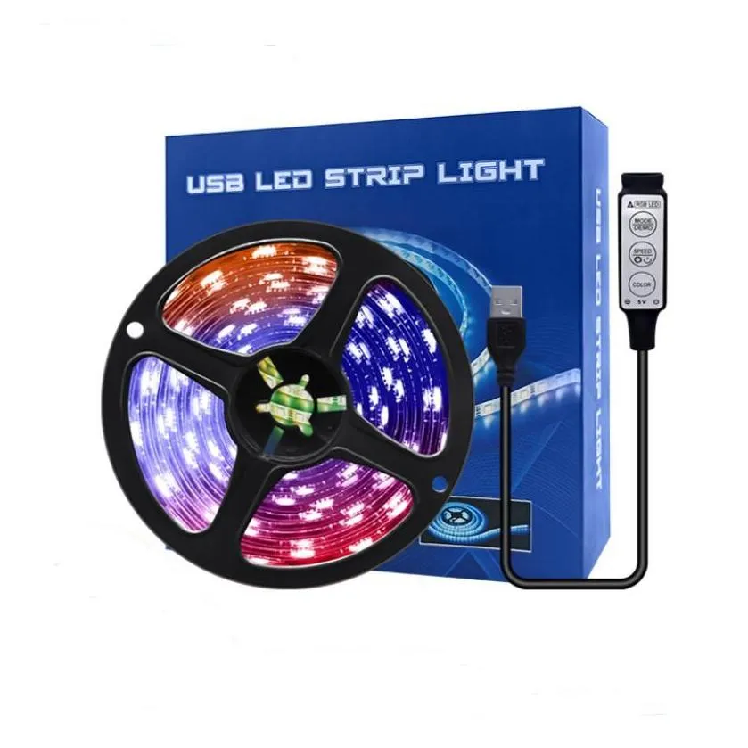 led light strip with set 5050 rgb waterproof colorful usb 3button remote control tv background atmosphere light6716371