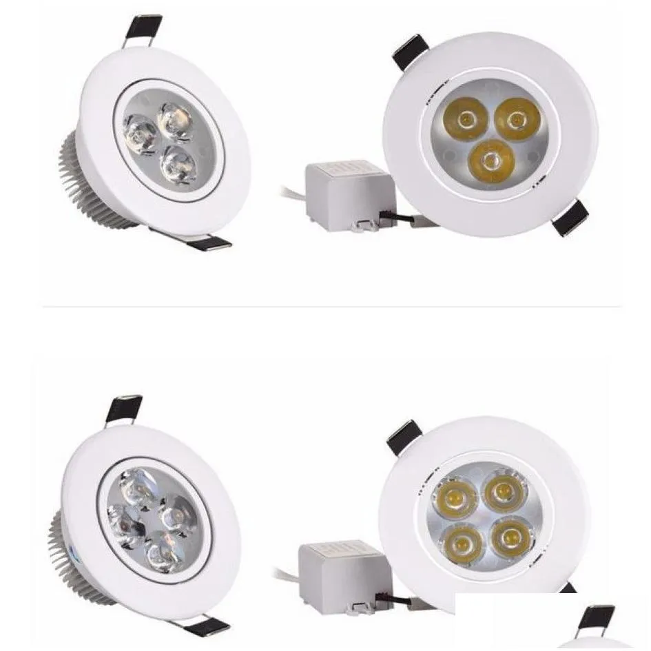 Downlights 9W 12W Led Downlight Dimmable Warm Pure Cool White Recessed Lamp Spot Light Ac85-265V295F Drop Delivery Lights Lighting Ind Dhsca