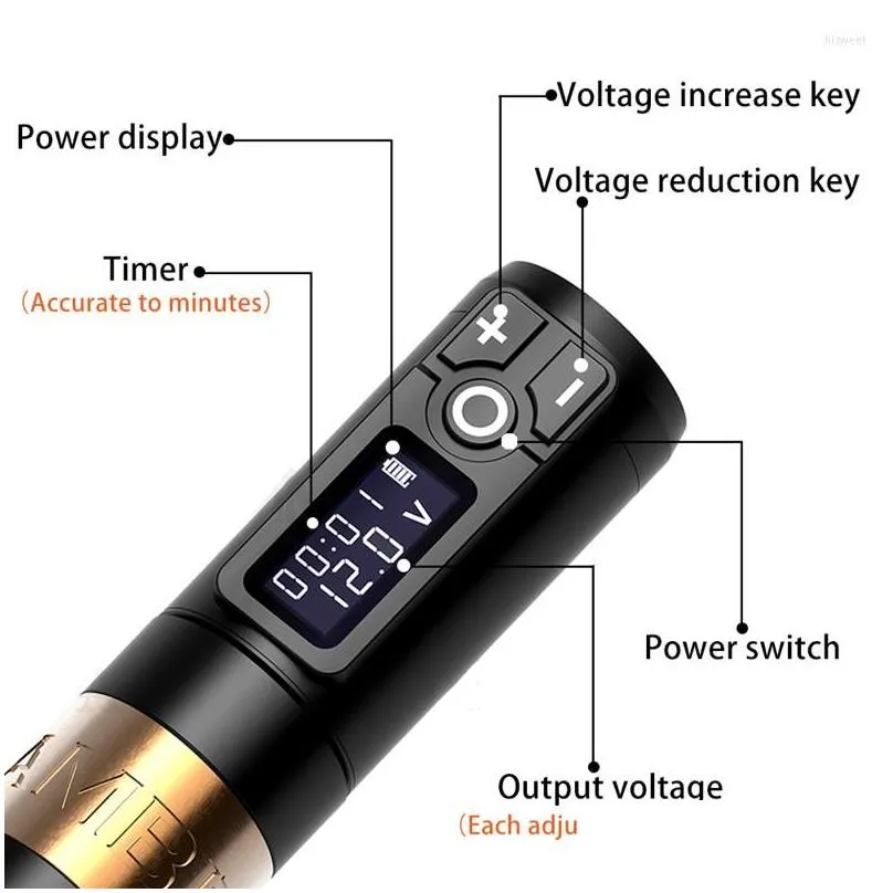Tattoo Machine Tattoo Hine Ambition Soldier Wireless Pen Battery With Portable Power Pack 1950 Ma/H Standard Cartridge Needle Kit Drop Dh3P6
