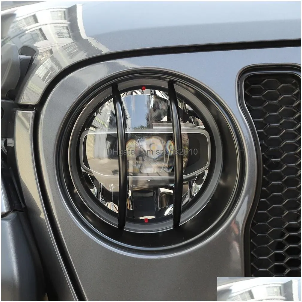 Other Exterior Accessories Accessories Car Headlight Er Black Decoration Iron For Jeep Wrangler Jl Add Interior Drop Delivery Automobi Dhejy