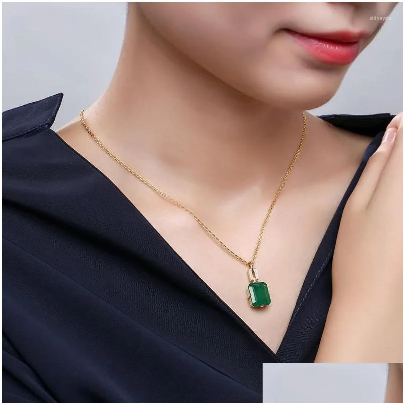 Jewelry Pendant Necklaces Foydjew Gold Plated Simation Emerald Zircon Womens Color Treasure Jewelry Neck Accessories Drop Delivery Wed Dhyah