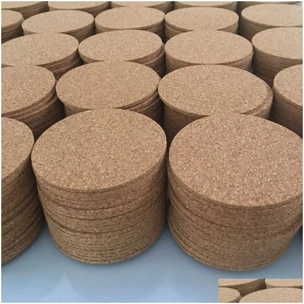 Mats & Pads Blank Cork Wood Coasters Square Round Shape 9595M Absorbent Heat Resistant Cup Mat Coaster Insate Mats Drop Delivery Home Dhczy