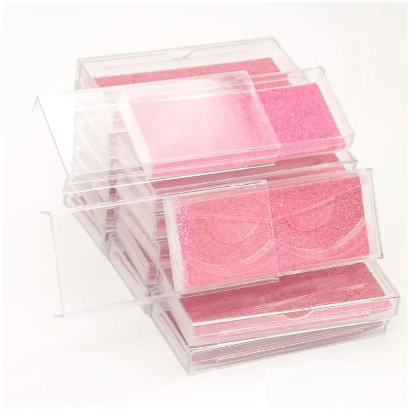 False Eyelashes Wholesale Lash Case Eyelash Packaging Box Boxes Acrylic Sliding Plastic With Clear Tray Holder Glitter Paper Drop De Dhevr