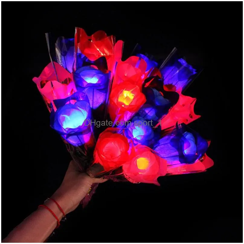 valentine039s day party supplies led colorful cloth rose flower luminous flashing wand stick decoration bouquet christmas decor6919838