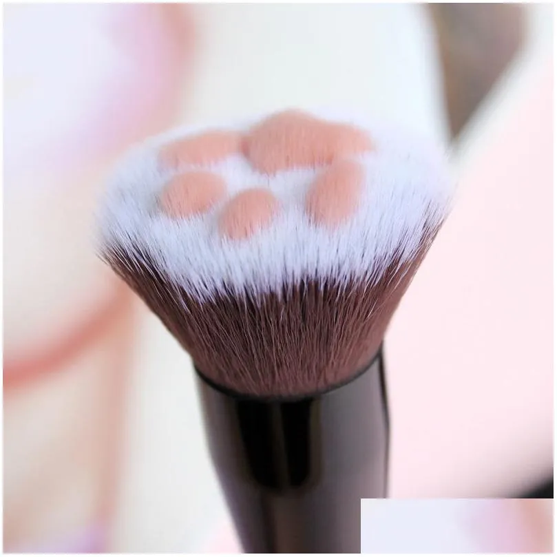 Makeup Brushes Cat Claw Shape Cute Foundation Brush Man-Made Fiber Hair Birch Handle Face Makeup Brushes  Lovely Make Up Beauty Too Dhwe5