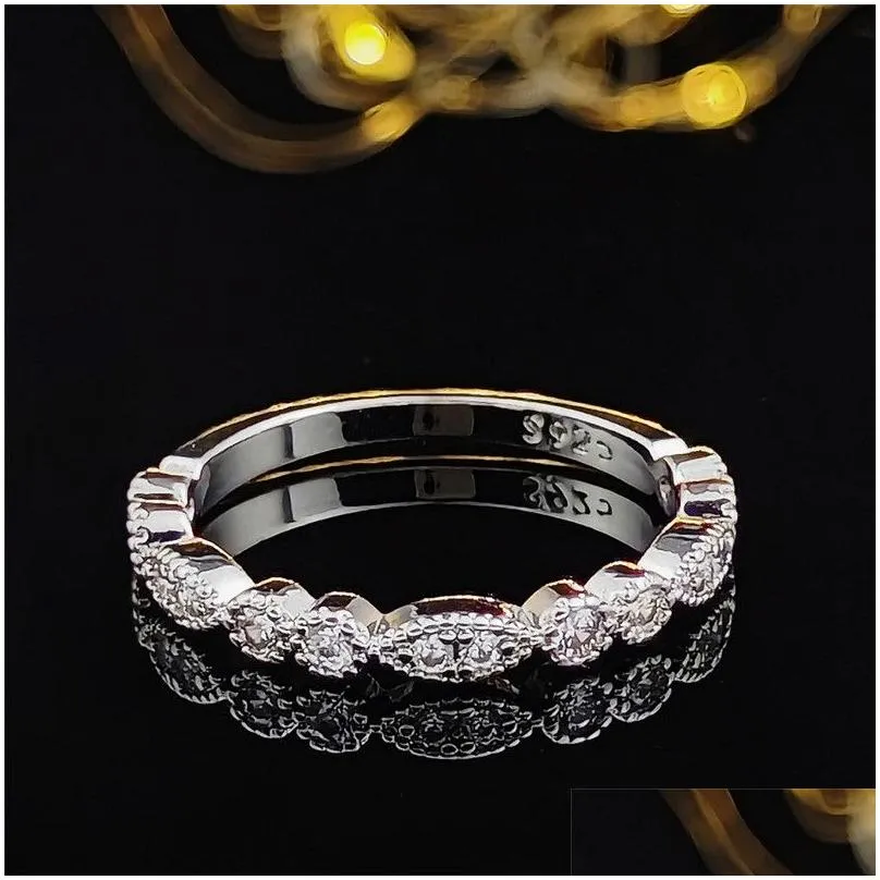 Jewelry Choucong Brand Wedding Rings Luxury Jewelry 925 Sterling Sier Princess Cut White Topaz Cz Diamond Gemstones Party Women Engage Dh8M9