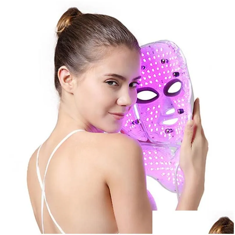 Other Health & Beauty Items 7 Color Led Light Therapy Face Beauty Hine Facial Neck Mask With Miclogurrent For Skin Whitening Device Re Dhdjk