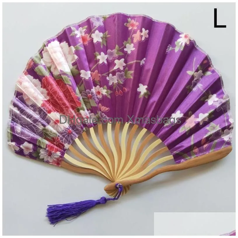 japanese style silk fan chinese bamboo folding fan vintage wave-shaped keel dance hand fans craft home decoration ornaments gift