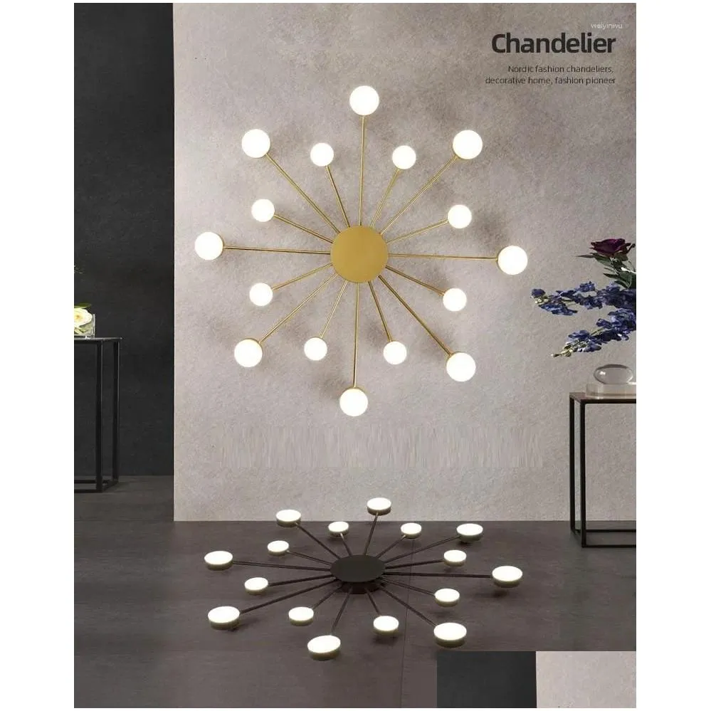 Chandeliers F Mount Nordic Modern Led Ceiling Lights For Living Room Bedroom Home Deco Chandelier Lamp Lighting Luxury Drop Delivery Dhxdh