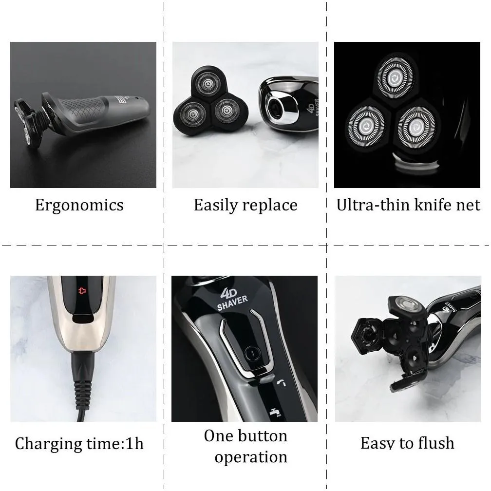 Electric Shavers High Quality Shaver Waterproof Fast Charging Mens Rechargeable Razor Beard Trimmer Shaving Hine Drop Delivery Dh6Tw