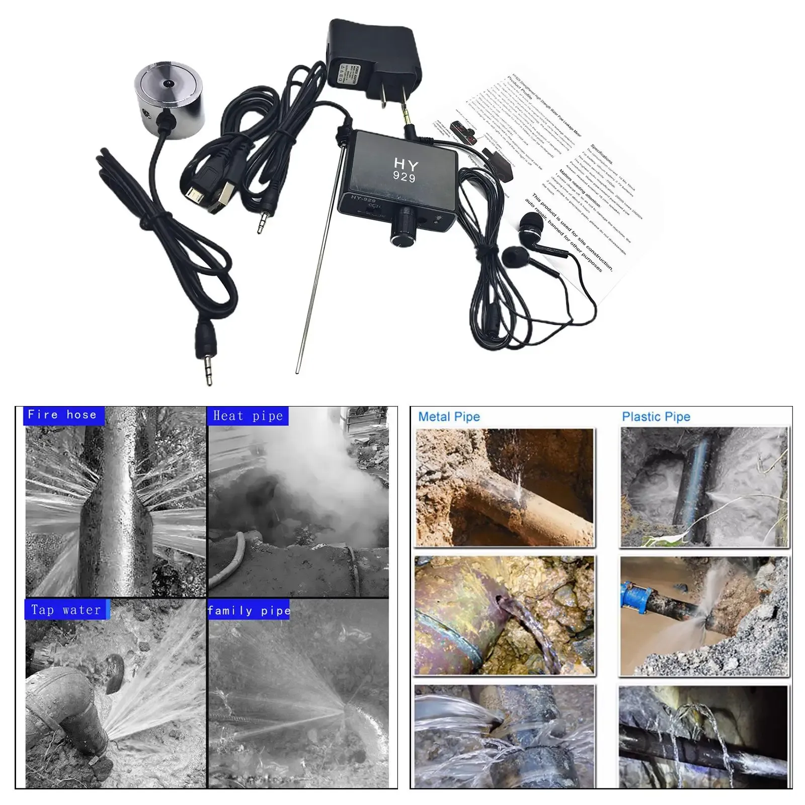 Hy929 Wall Microphone Listen thru Wall Probe for Water Oil Leakage Repair