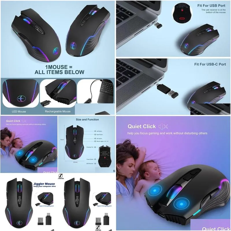 mice seenda usbc wireless gaming mouse led rgb backlit mouse rechargeable typec mause for macbook laptop computer pc gamer