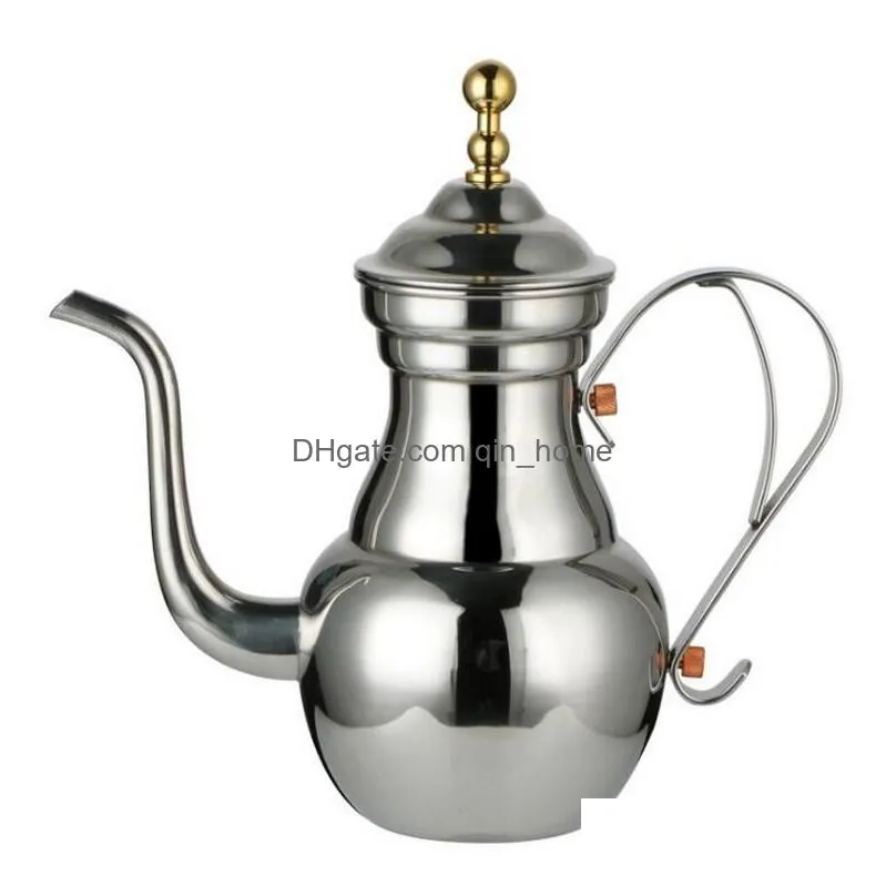 stainless steel narrow coffee pots home long-mouthed teapot tea kettle with filter mesh teapots