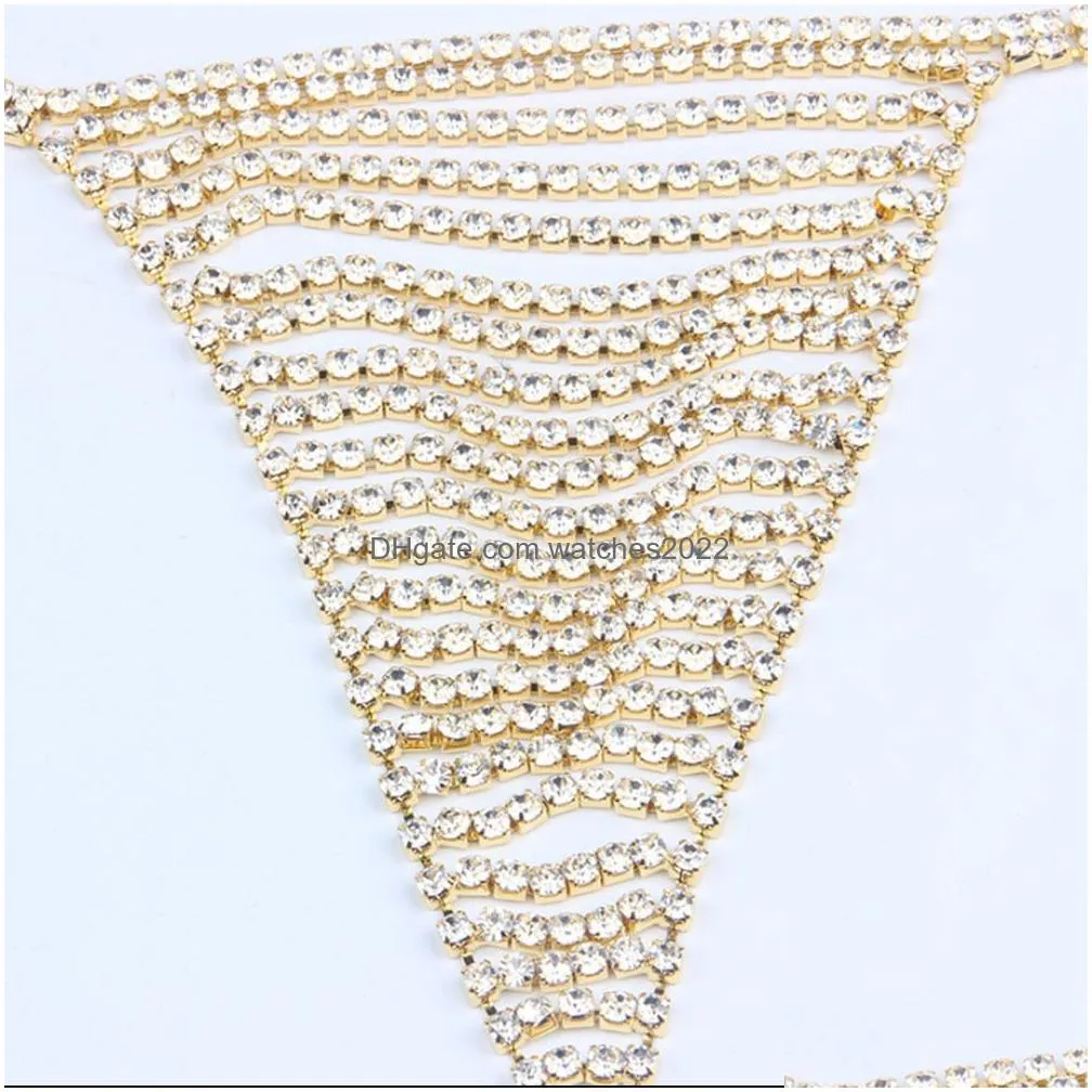 Other Stonefans Y Panties Thongs High Waist Chain For Women Charm Bling Crystal Body Bikini Underwear Jewelry Gift 221008 Drop Delive Dhfva