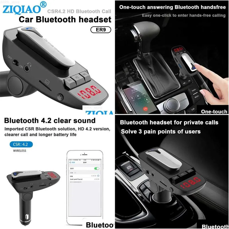 Car Bluetooth Kit Fm Wireless Transmitter O Receive Mp3 Player Hands Usb  Modator Er9L2402 Drop Delivery Dhh7I