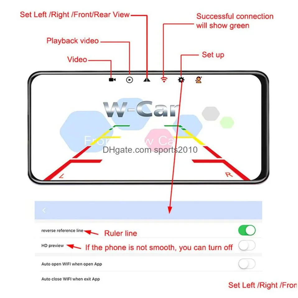 Car Rear View Cameras& Parking Sensors Wireless Wifi Reversing Rear View Camera For Truck Trailer Rv Camper Shockproof Waterproof 170ﾰ Dhqxi