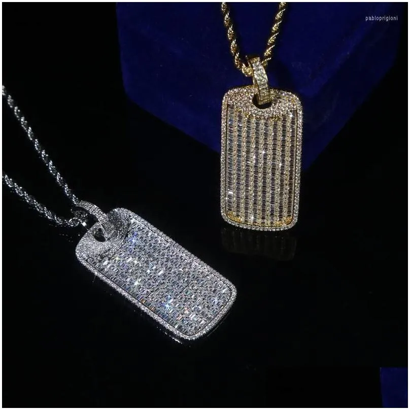 Chokers Choker Iced Out Bling Boy Male Rec Pendant Paved Cubic Zirconia 5A Cz Hip Hop Cool Men Pendants Necklace Jewelry Drop Ship Dro Dhijo