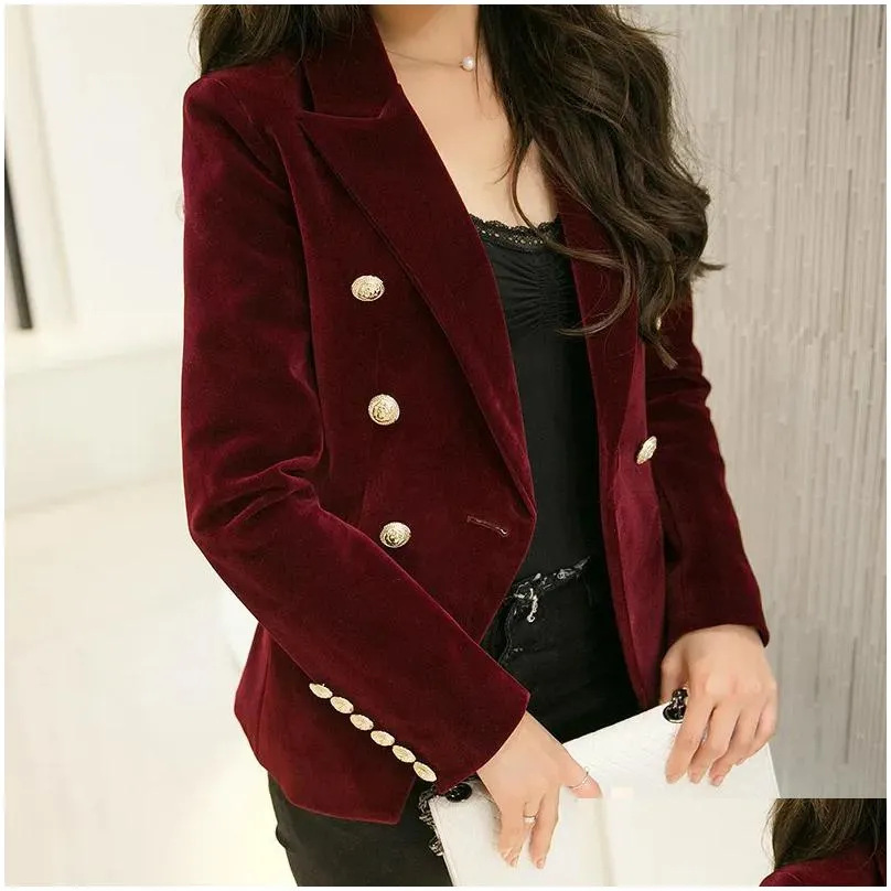 Women`S Jackets Women Veet Blazer Slim Long Sleeve Ladies Blazers Office Lady Ol Formal Work Botton Jacket 48625 210422 Drop Delivery Dhndt