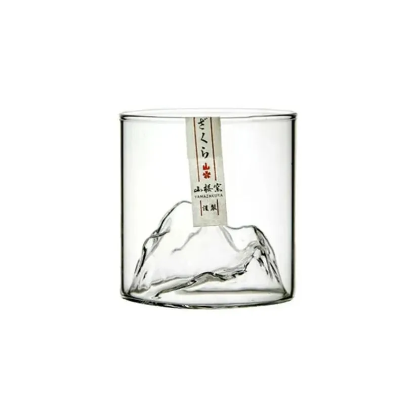Wine Glasses Japan 3D Mountain Whiskey Glass Glacier Old Fashioned Whisky Rock Whiskey-Glass Wooden Gift Box Vodka Cup Tumbler Drop D Dh0Sf