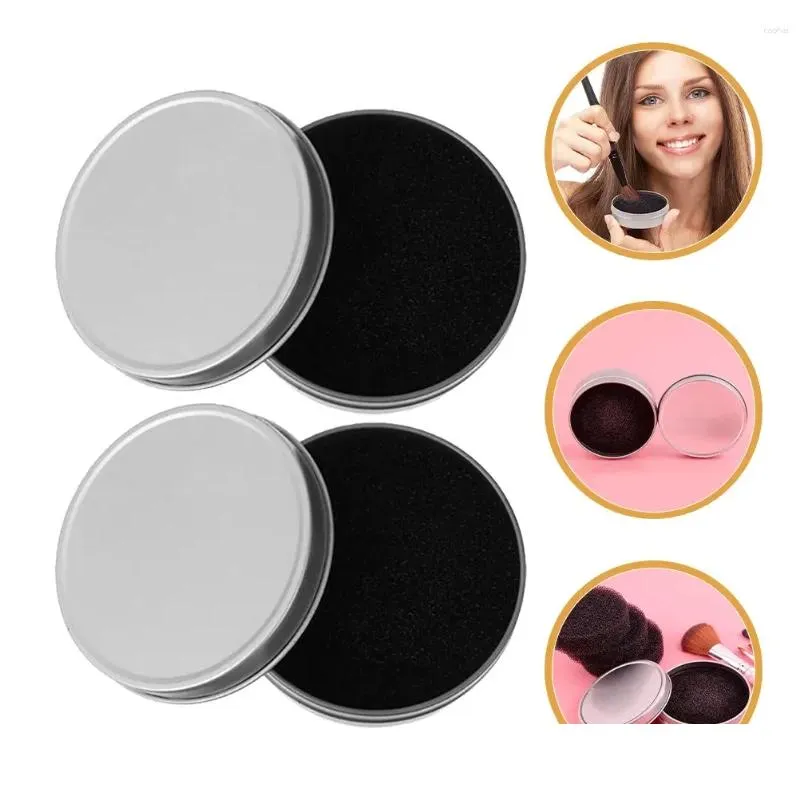 Makeup Brushes 2 Pcs Brush Cleaning Box Cleaner Mat Cosmetics Holder Tin Pad Cleaners Sponge Drop Delivery Dhdka