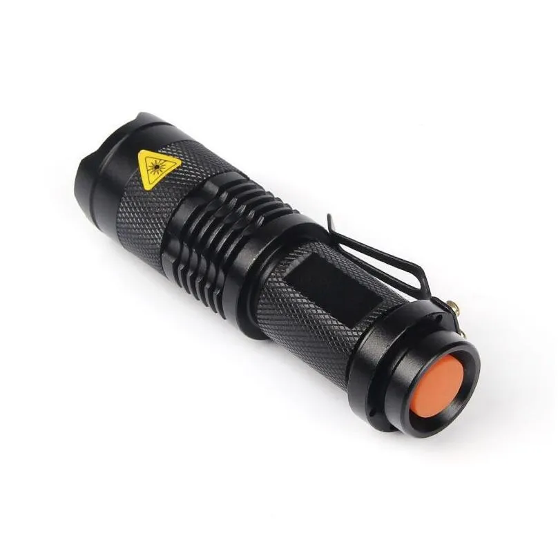 Laser Pointer Wholesale 7W 300Lm Sk-68 Odes Mini Q5 Led Flashlight Torch Tactical Lamp Adjustable Focus Zoomable Light 5 Colors Drop D Dhiob